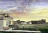 Famous Saint Paintings - kenneth reed sunset at saint andrews old course